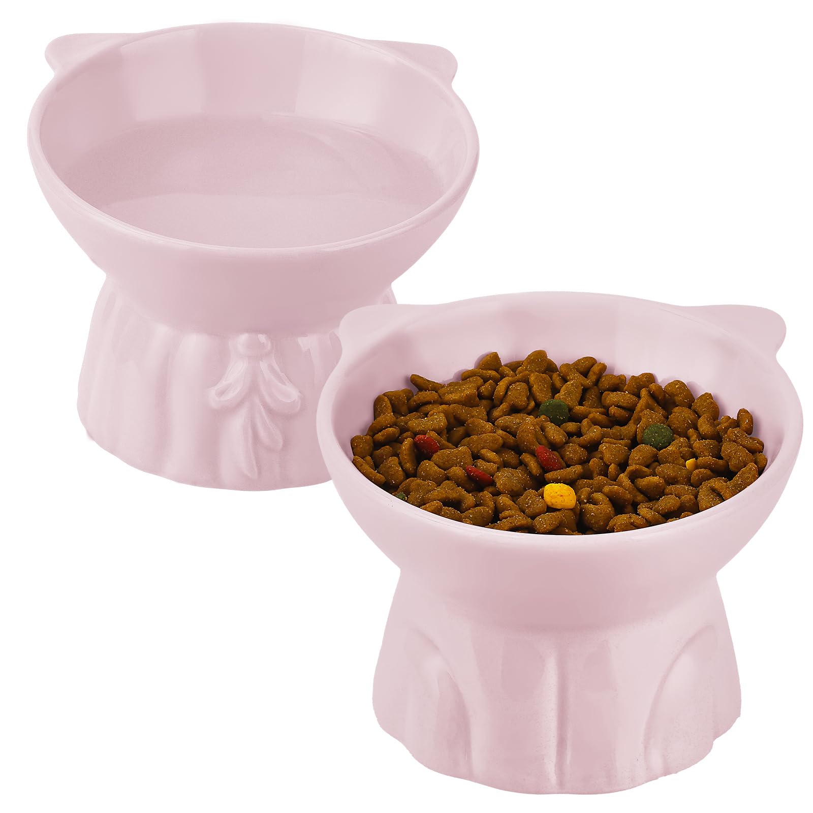 Hovico elevated cat bowls pink 2-pack for easier feeding and improved posture.