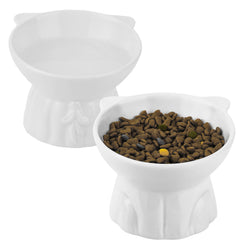 Hovico elevated cat bowls with tilted angle for easier meals and neck comfort.