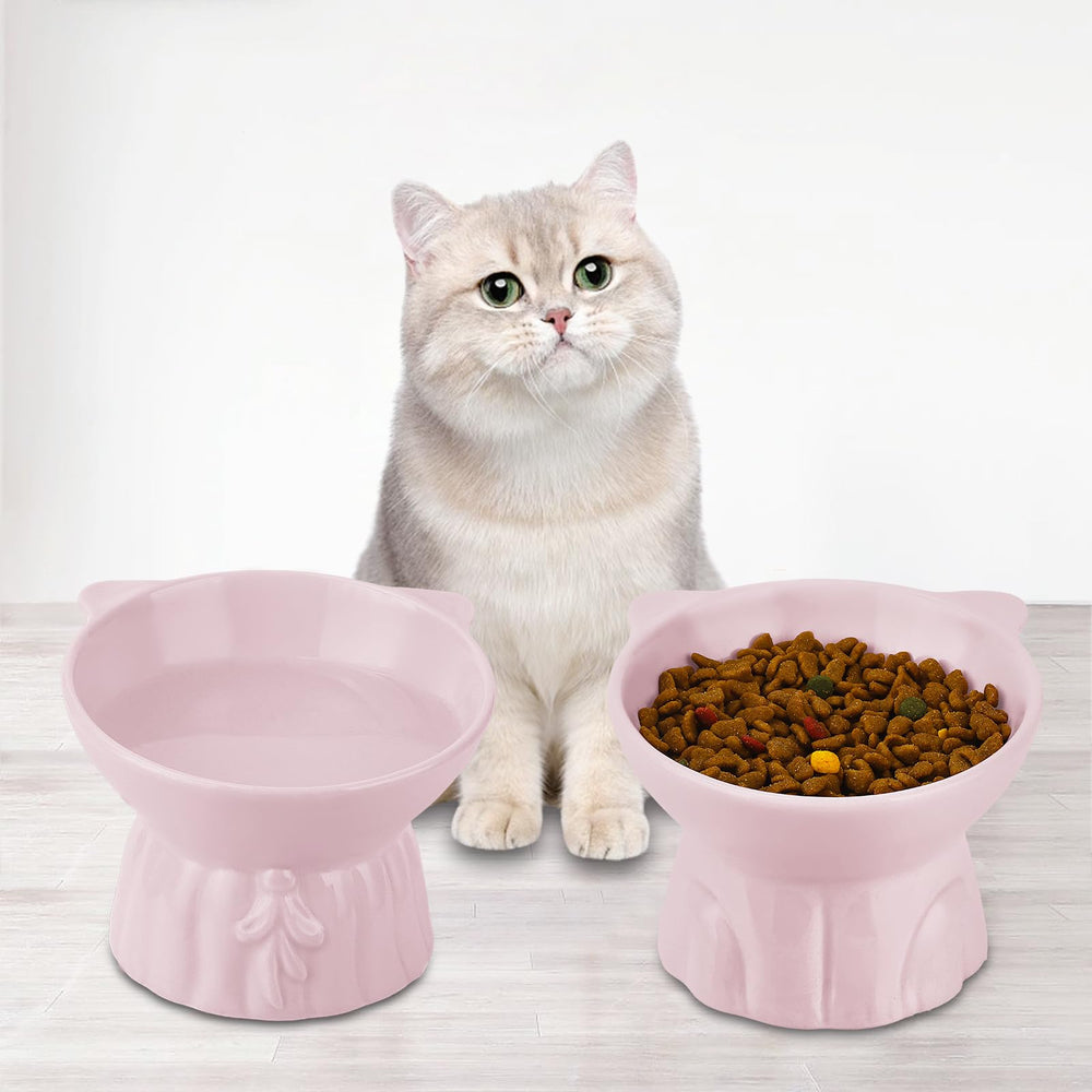 Hovico pink kitchen scene shows easy-dining setup for cats.