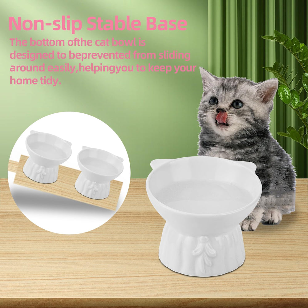 Hovico wide shallow dishes minimize spills and improve kibble access.