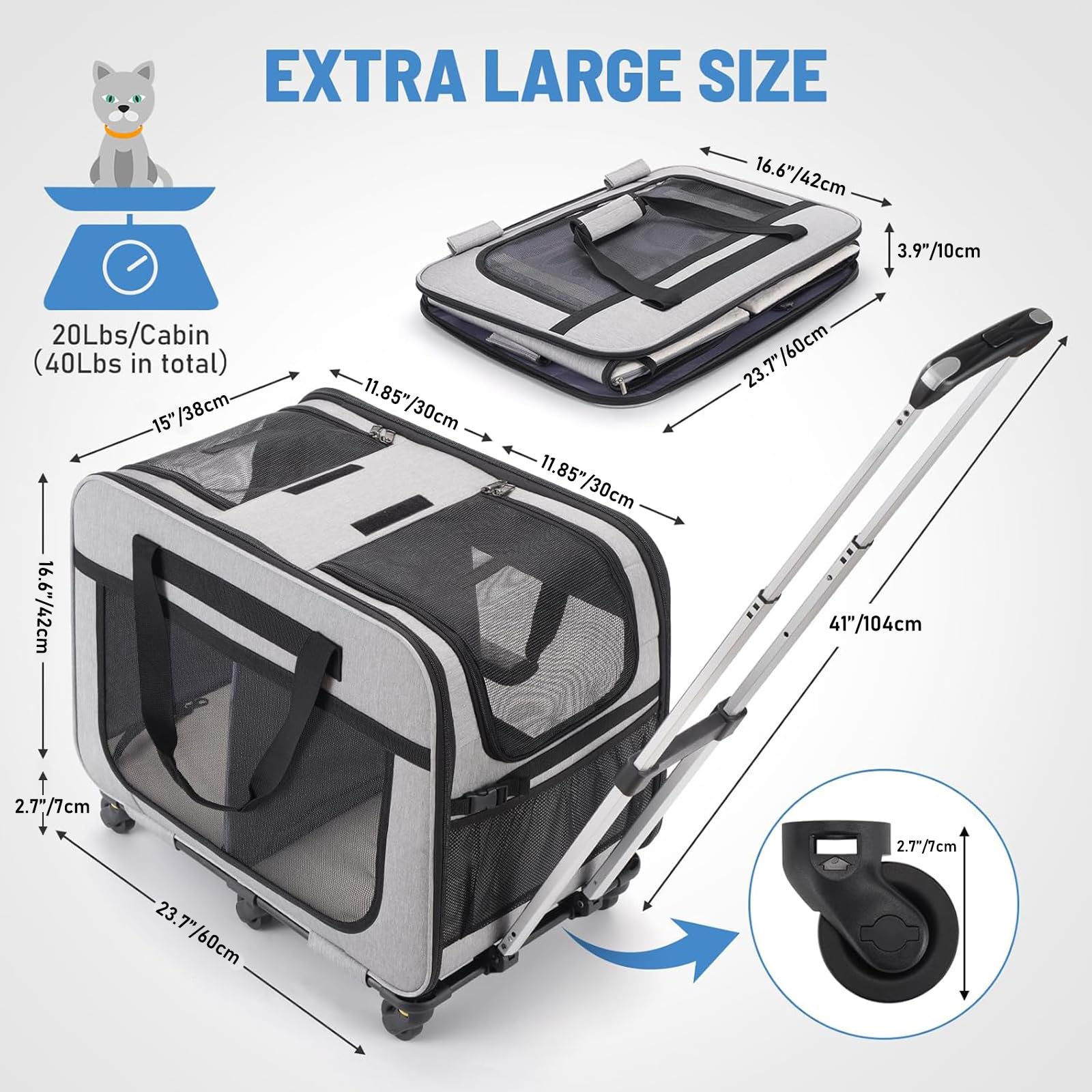 HOVONO cat carrier dual compartments keep two cats comfortable during trips.