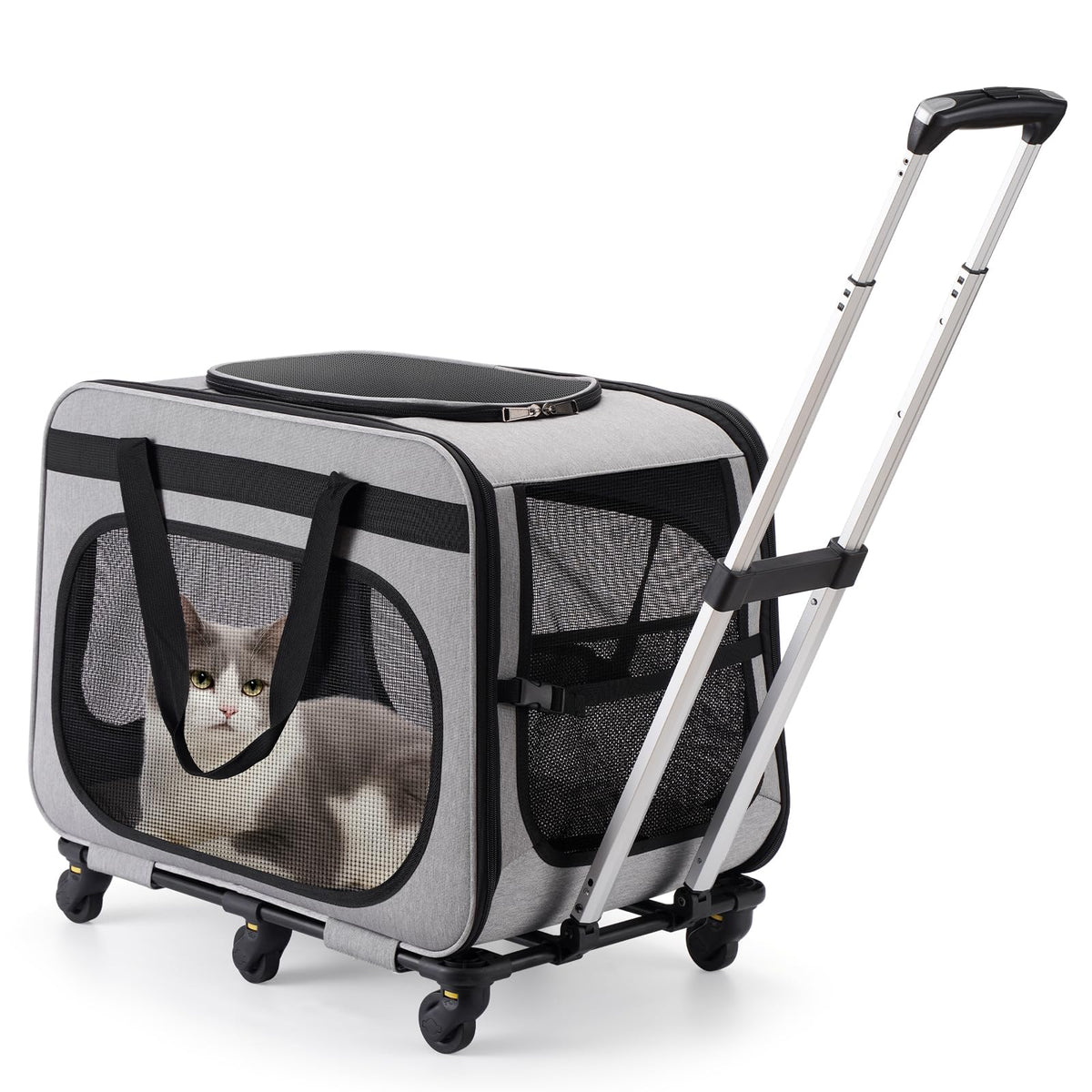 HOVONO extra-large pet carrier with wheels offers stable mobility for multi-pet trips.