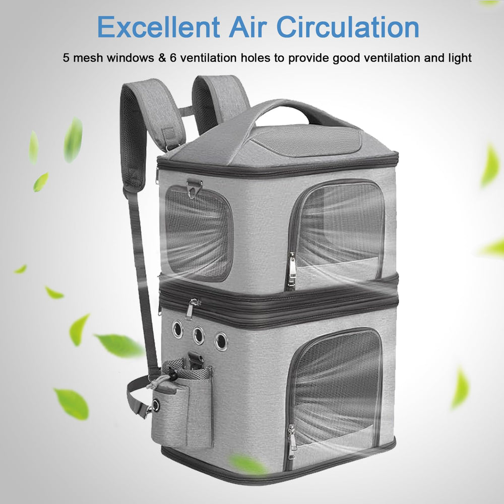 HOVONO backpack side pockets for water and treats.