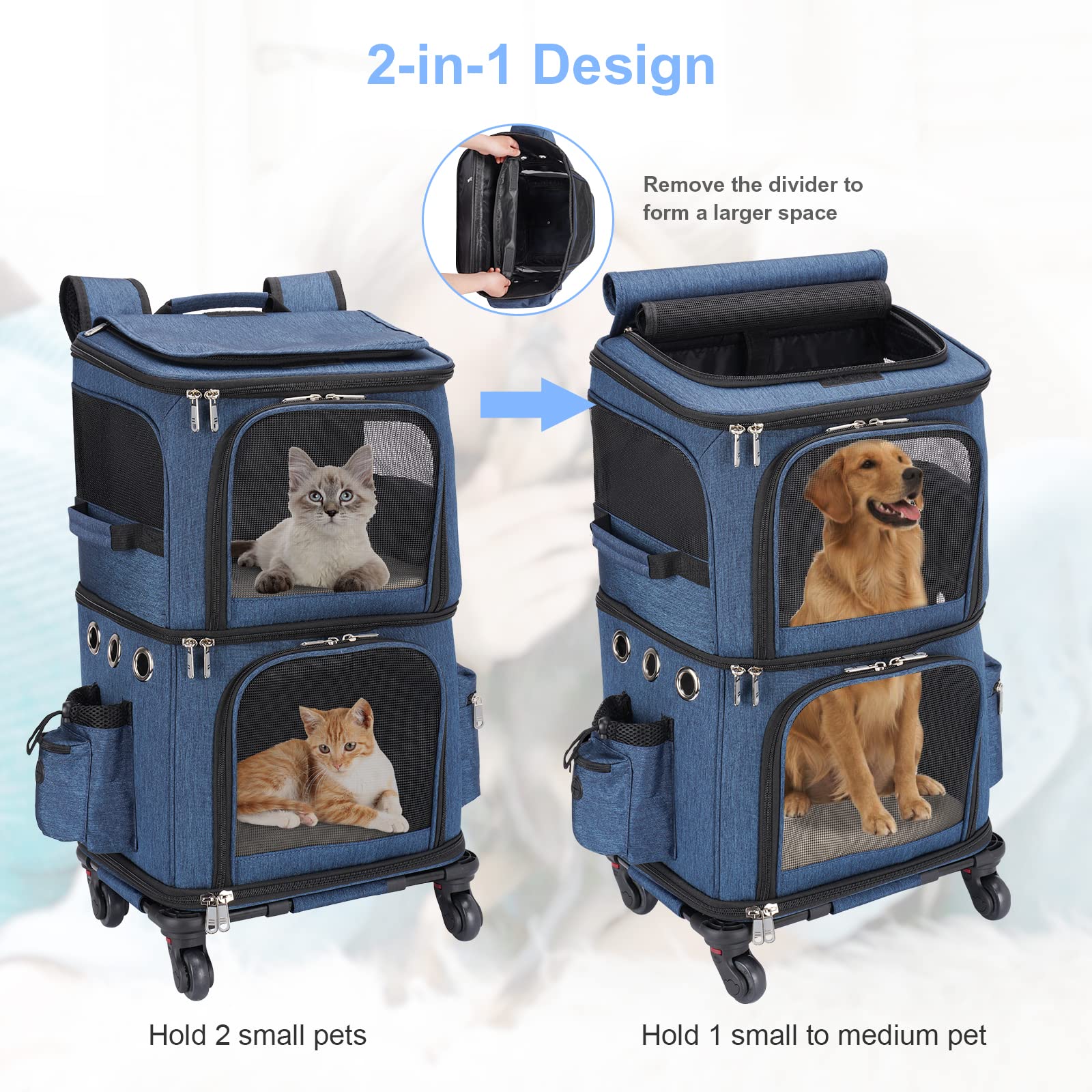 HOVONO wheeled pet carrier trolley design for smooth strolling through venues