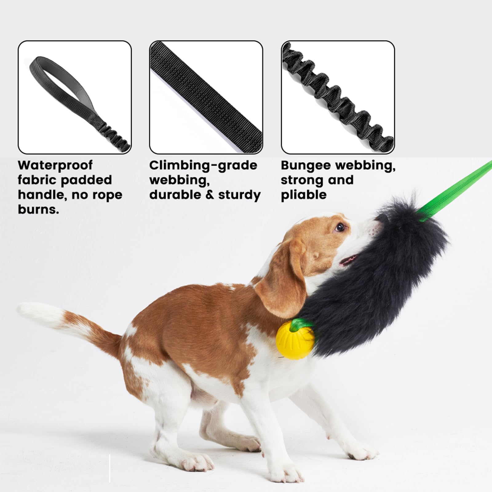 HOWGO dog rope toy non-toxic rubber ball is teeth-friendly during play
