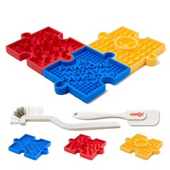 HOWGO puzzle slow feeder lick mat blue with 38-suction cups steadies meals while slowing eating