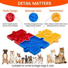 HowGo puzzle slow feeder lick mat yellow suction cups closeup shows stable placement for long licking sessions
