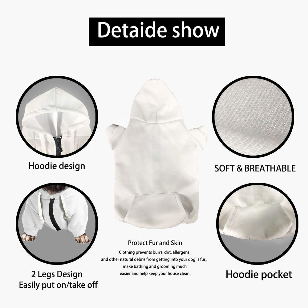 Howilath Dog Zipper Hoodie chest zipper closure makes dressing easy.