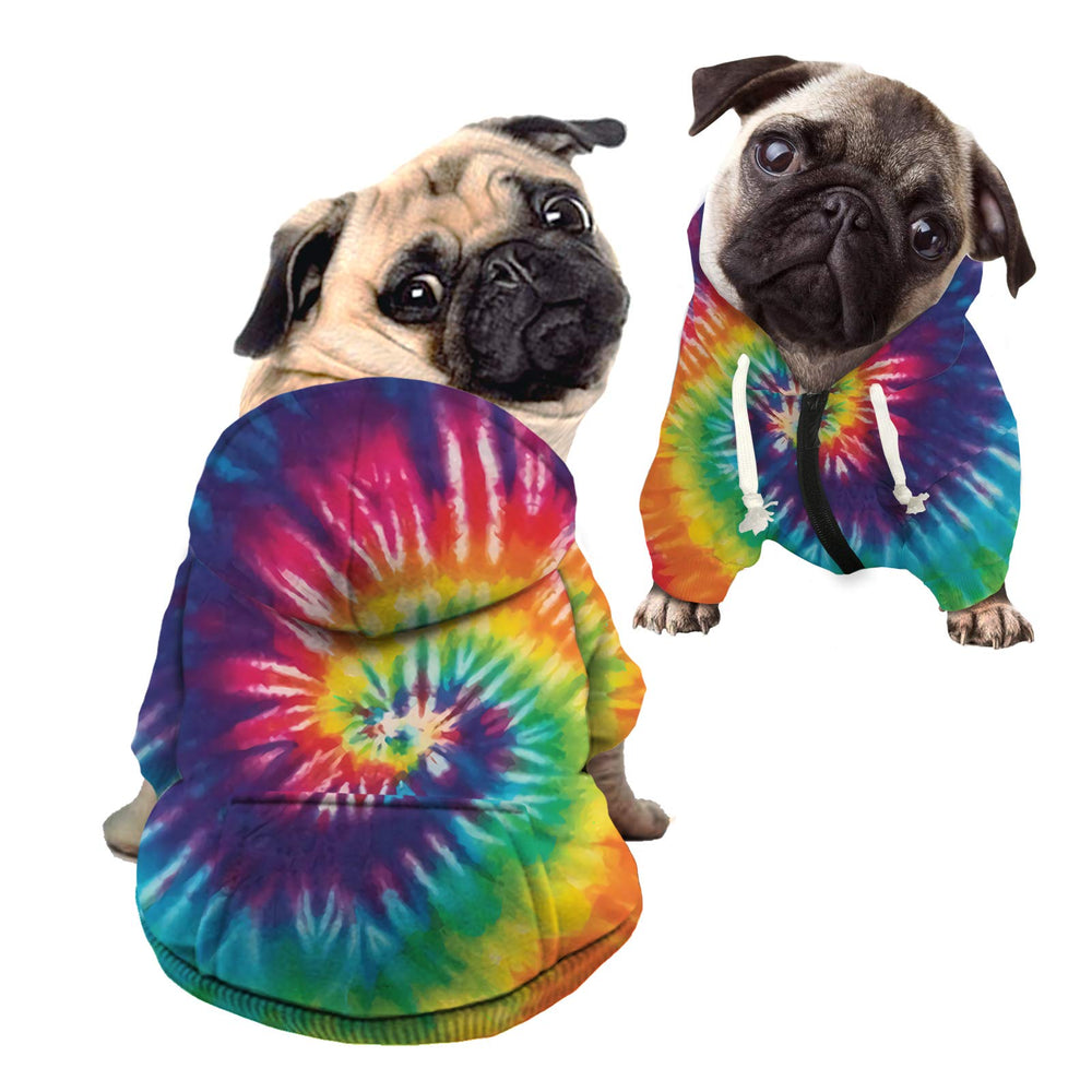 Howilath Dog Zipper Hoodie tie-dye spiral for vibrant daily wear.