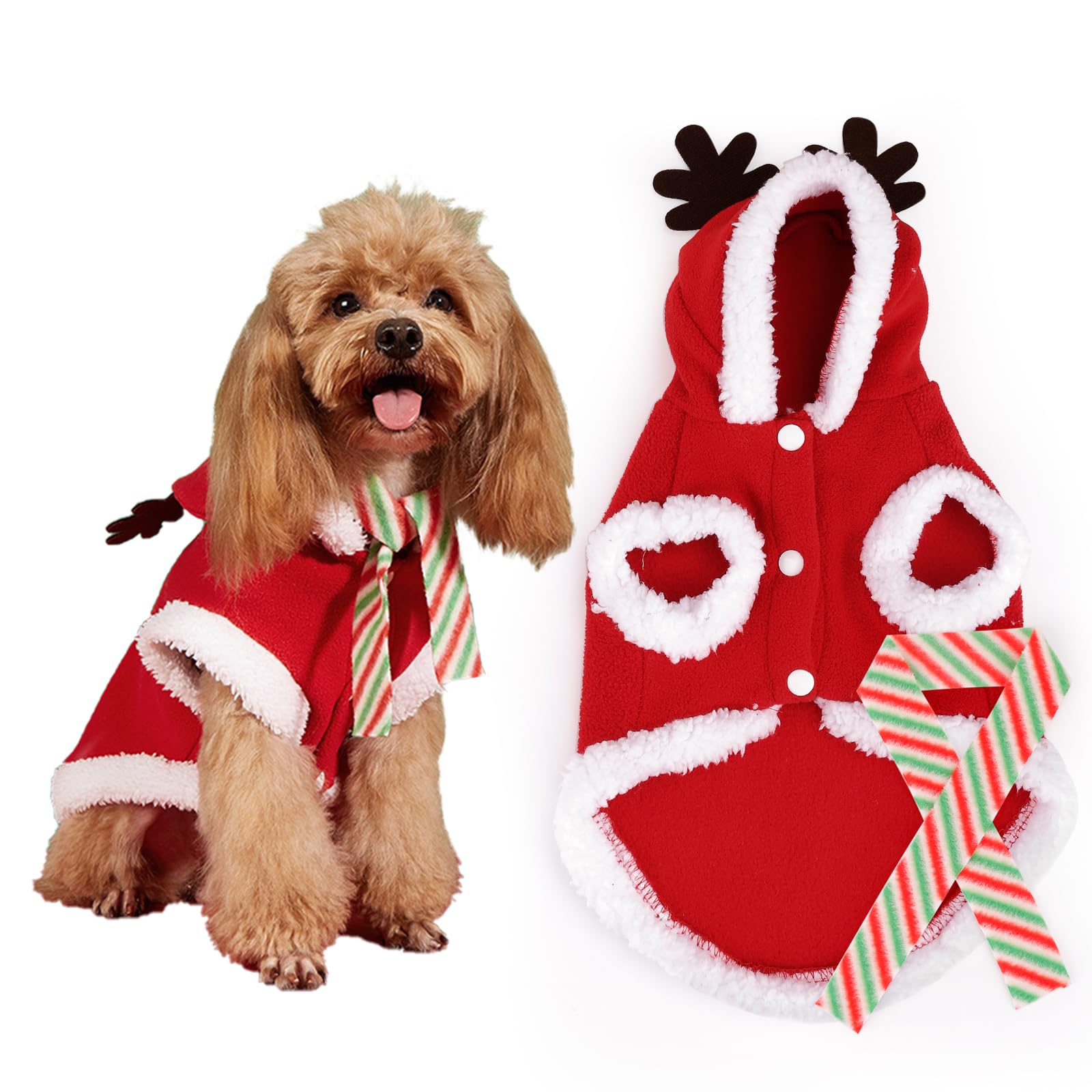 HOWWFALY dog christmas costume with antlers hat for festive holiday look on walks