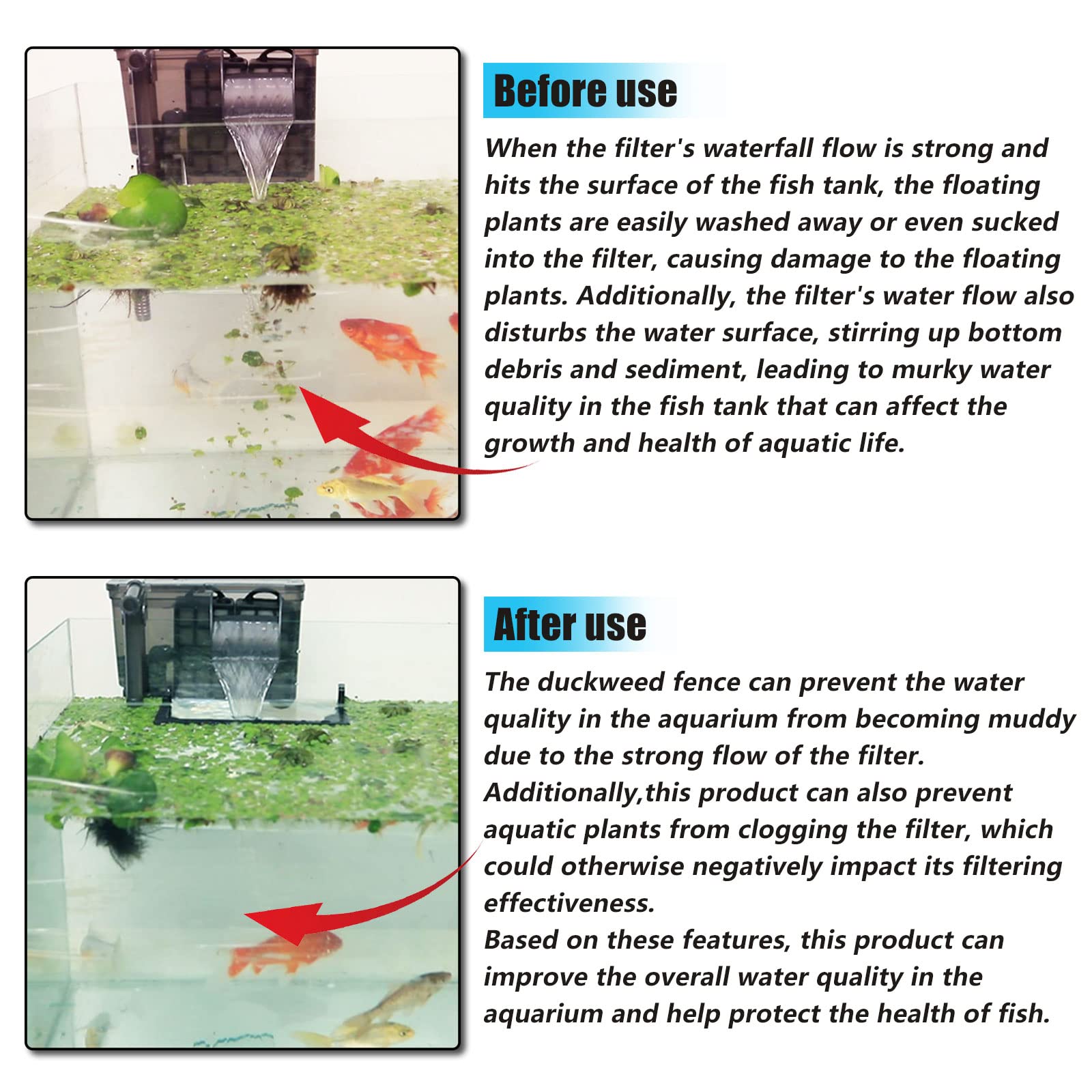 HOZOE water quality accessory reduces surface disturbance and aids maintenance in aquariums.
