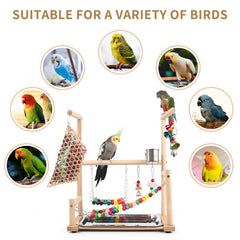 HPAWHOMEPART Bird Playground durable wood construction emphasizes safe, moisture-resistant play.