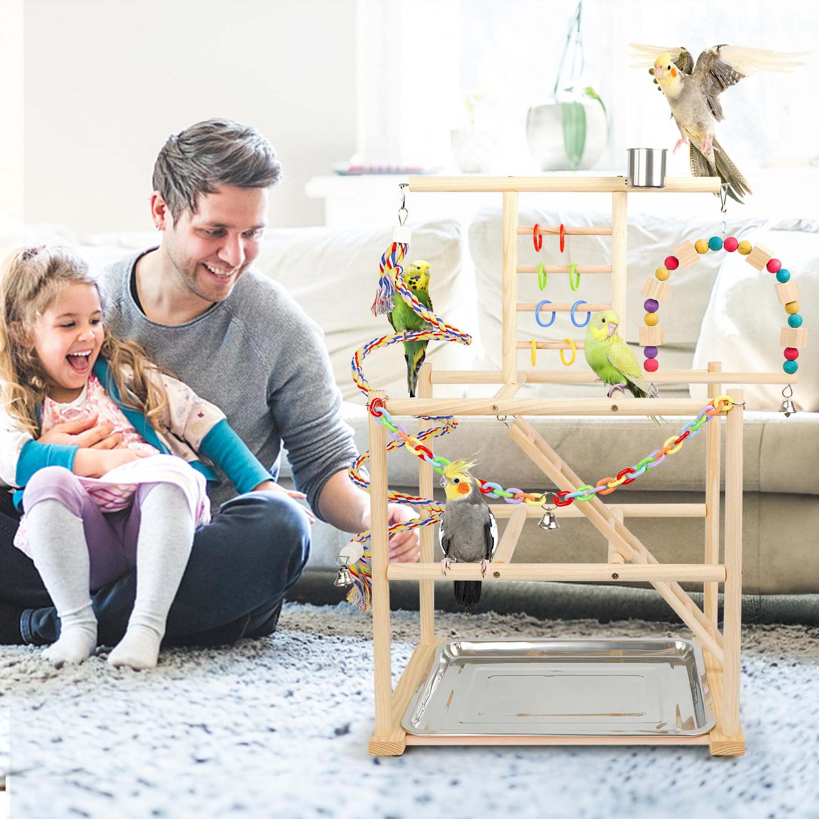 HPAWHOMEPART Bird Playground portable design fits desks for shared moments.