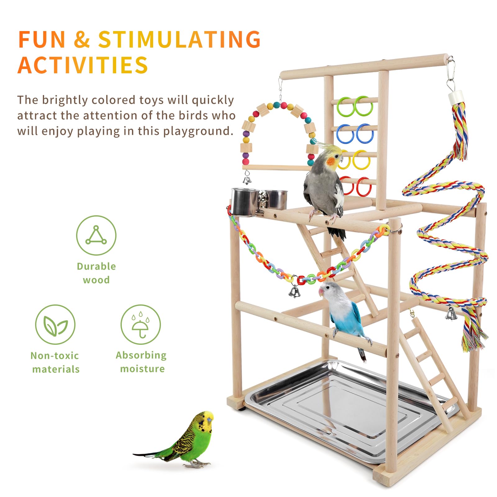 HPAWHOMEPART Bird Playground colorful swing toys stimulate curiosity and activity.
