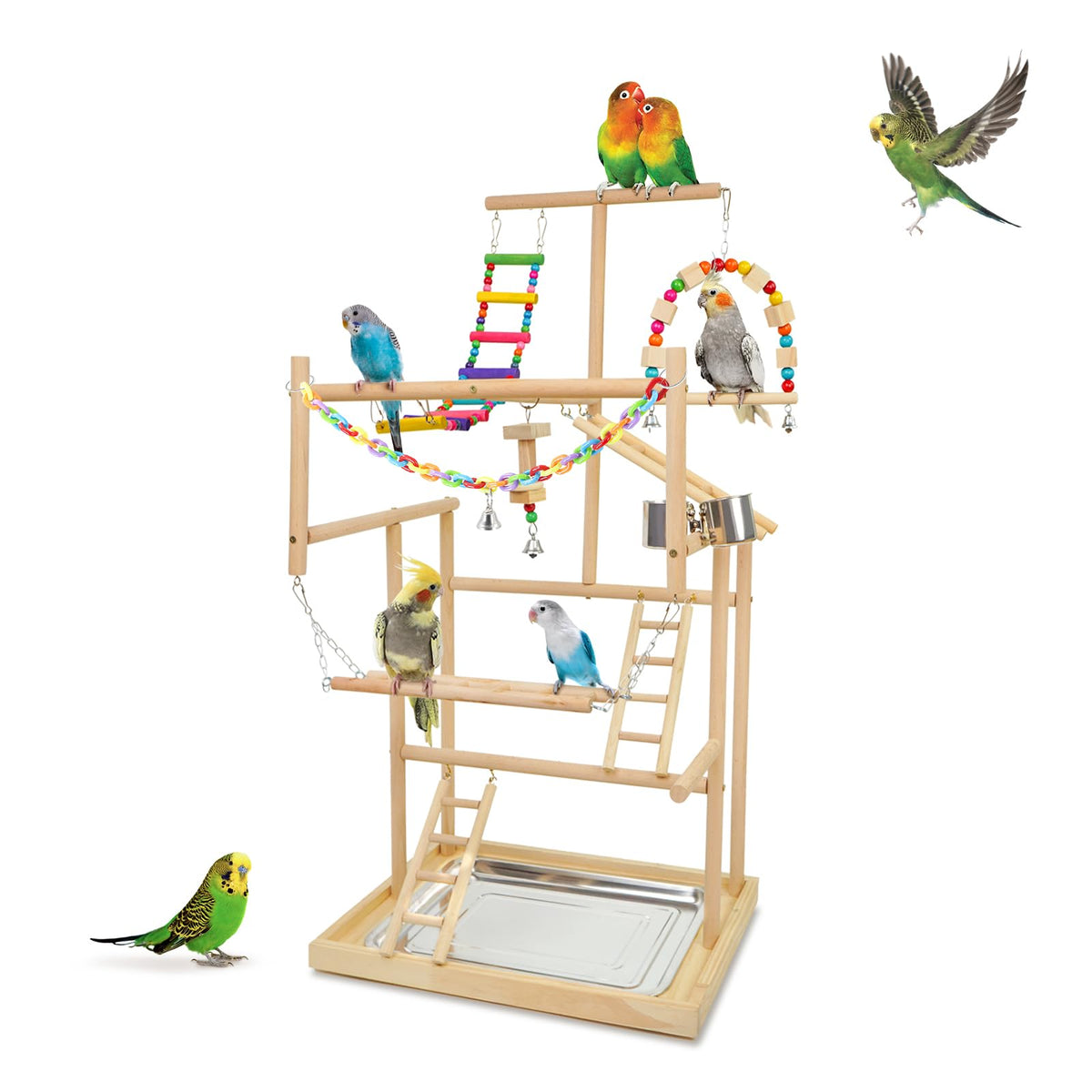 HPAWHOMEPART bird playstand assembly demonstrates sturdy wood for safe, active play.