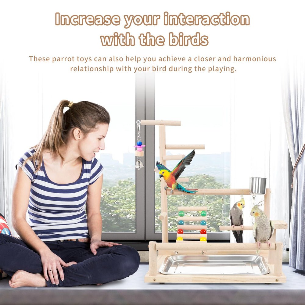 HPAWHOMEPART bird playstand feeder-cups for easy food and water access