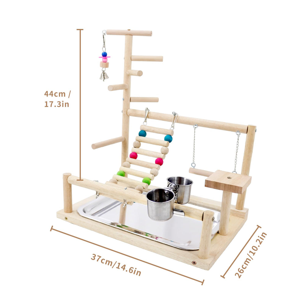HPAWHOMEPART bird playstand in-use demonstrates space-efficient enrichment