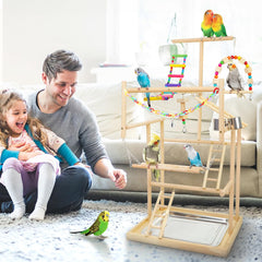HPAWHOMEPART bird playstand with perches highlights varied climbing spots and rest.