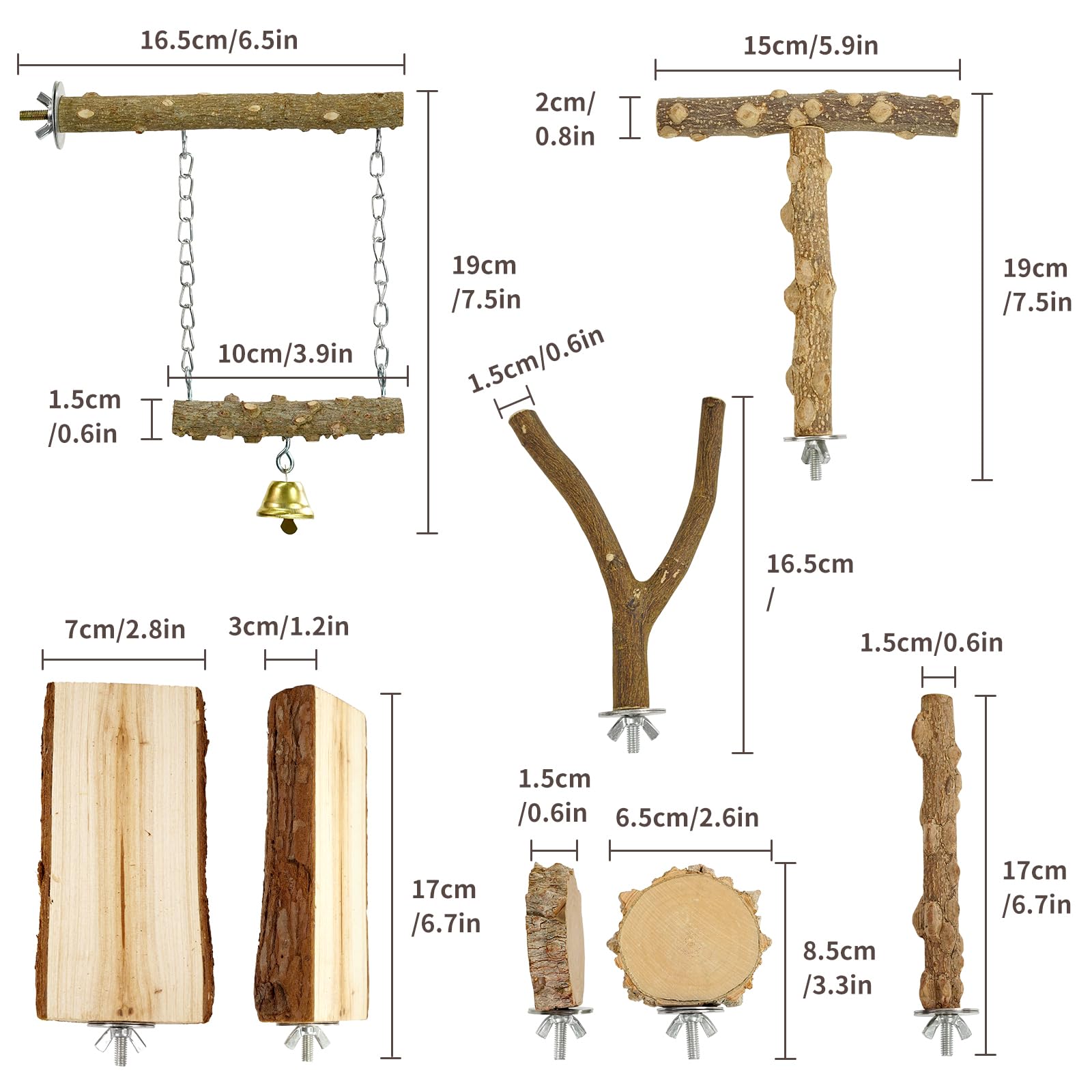 HPAWHOMEPART natural wood perches for small birds encourage resting and foot exercise