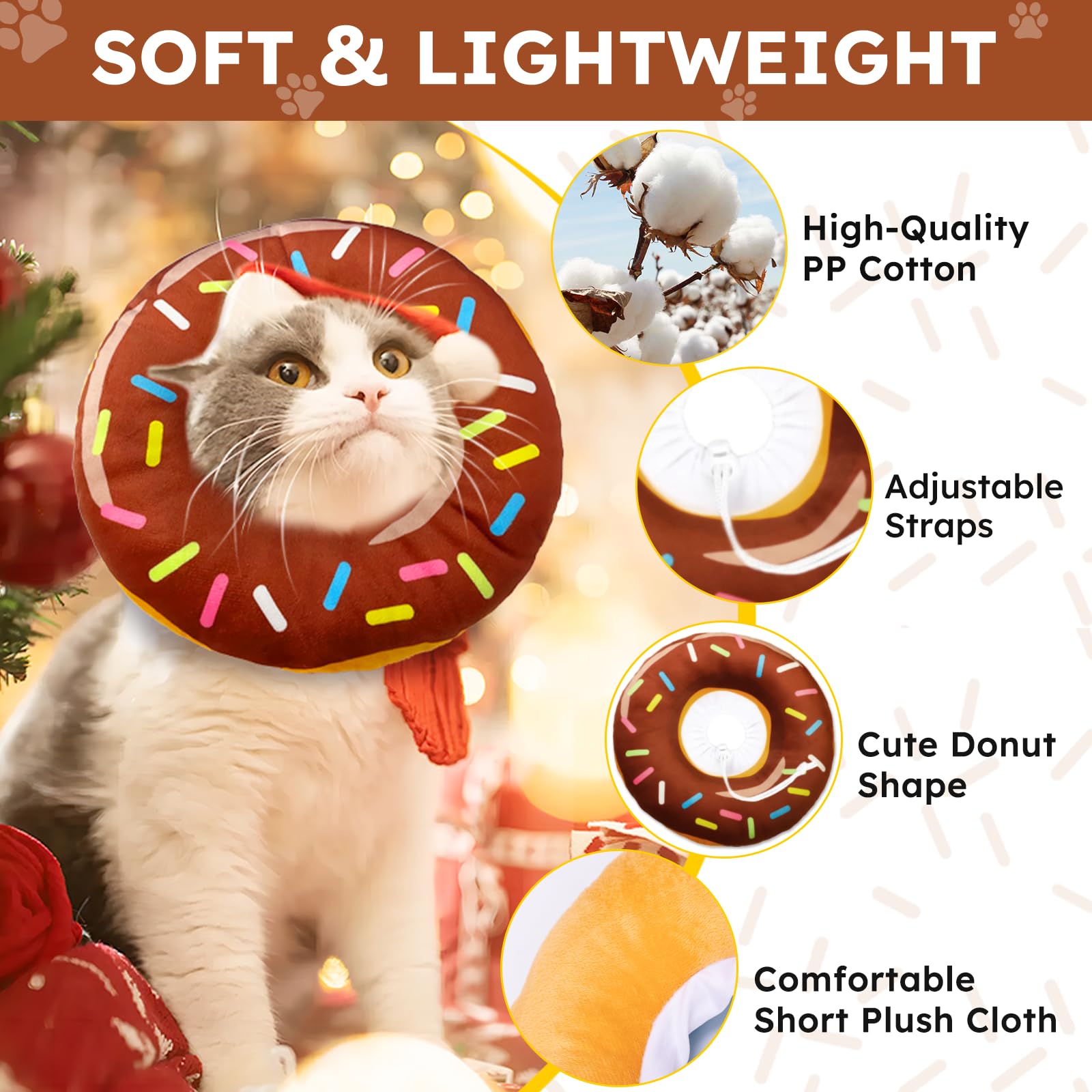 Hpetppy cat cone collar soft cotton stuffing highlights gentle material