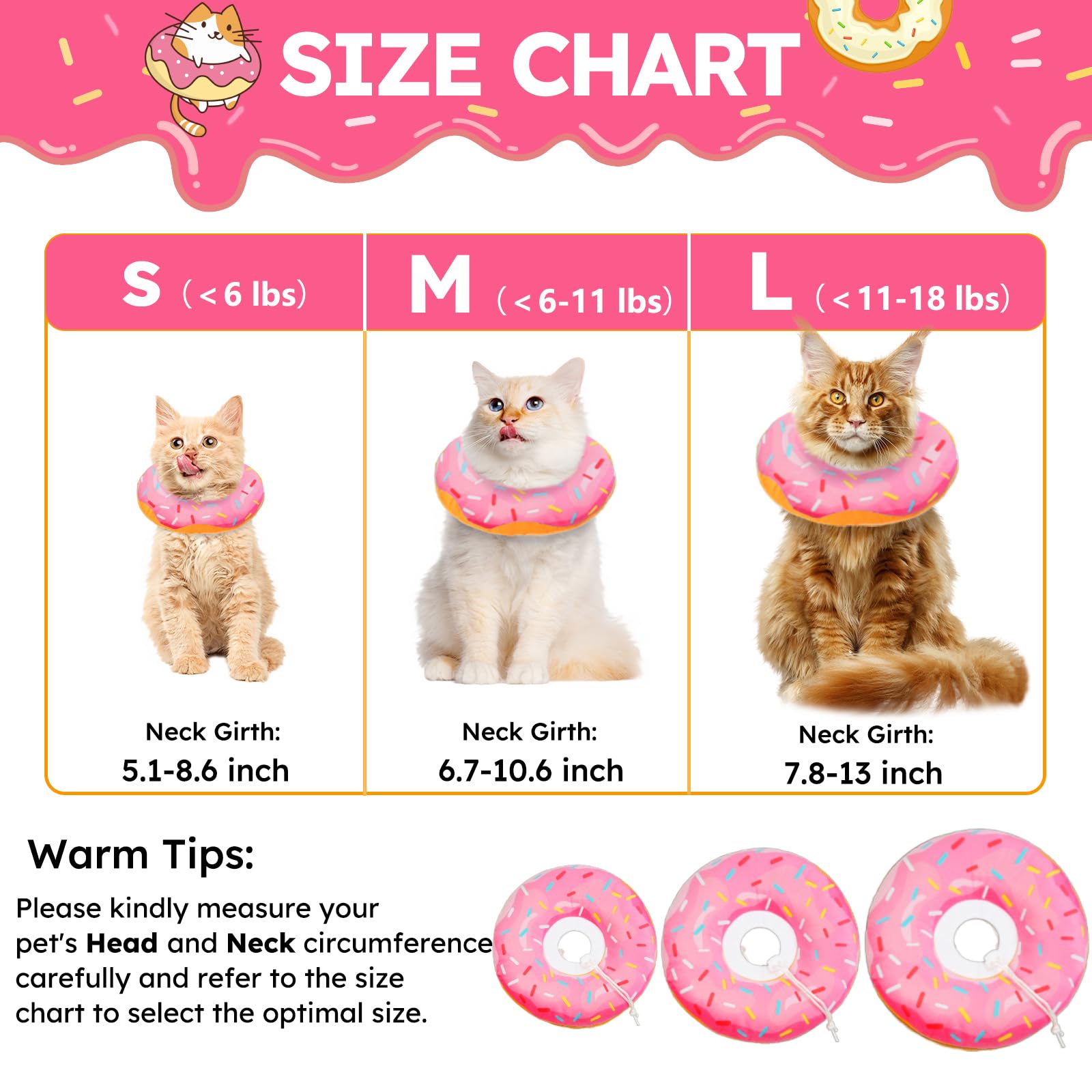 Hpetppy cat cone collar soft donut front-view shows lightweight, non-irritating materials.