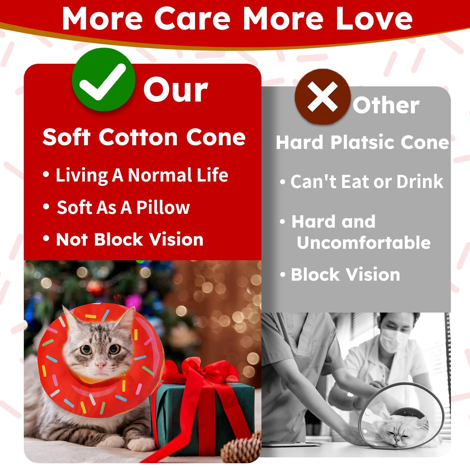 Hpetppy cat-cone-collar-wound-care-support helps prevent licking on upper-body wounds.