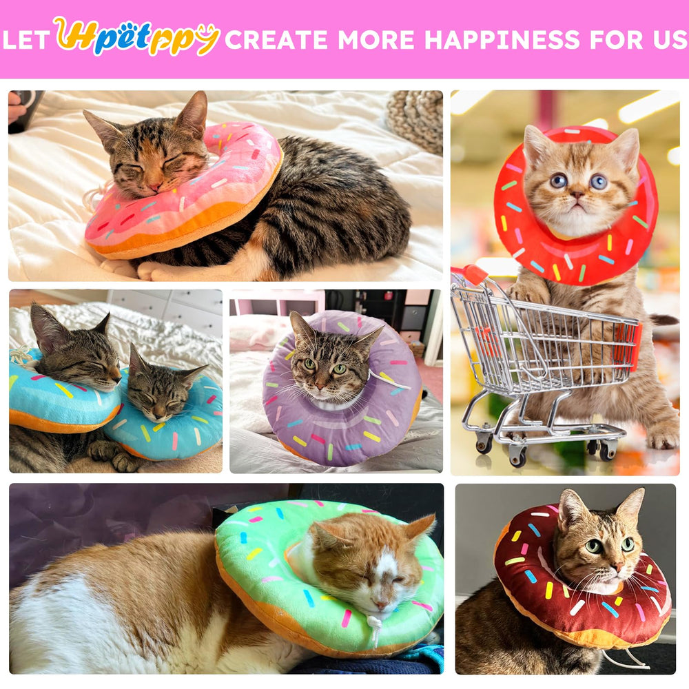 Hpetppy donut collar on cat – cute design helps pet feel calm during rest