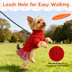 Hpetppy dog sweater dress red bow-detail adds cute, dressy charm for special occasions.
