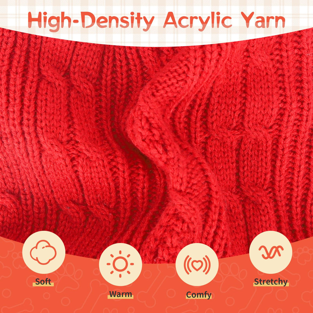 Hpetppy dog sweater dress red knit-pattern emphasizes classic style and warm texture.