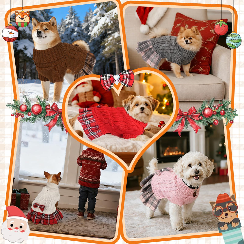 Hpetppy dog sweater dress red-leash-hole enables safe outdoor walks.