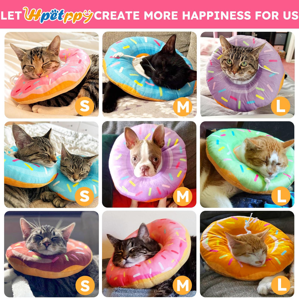 Hpetppy donut collar on pet napping captures cozy cushion during rest.