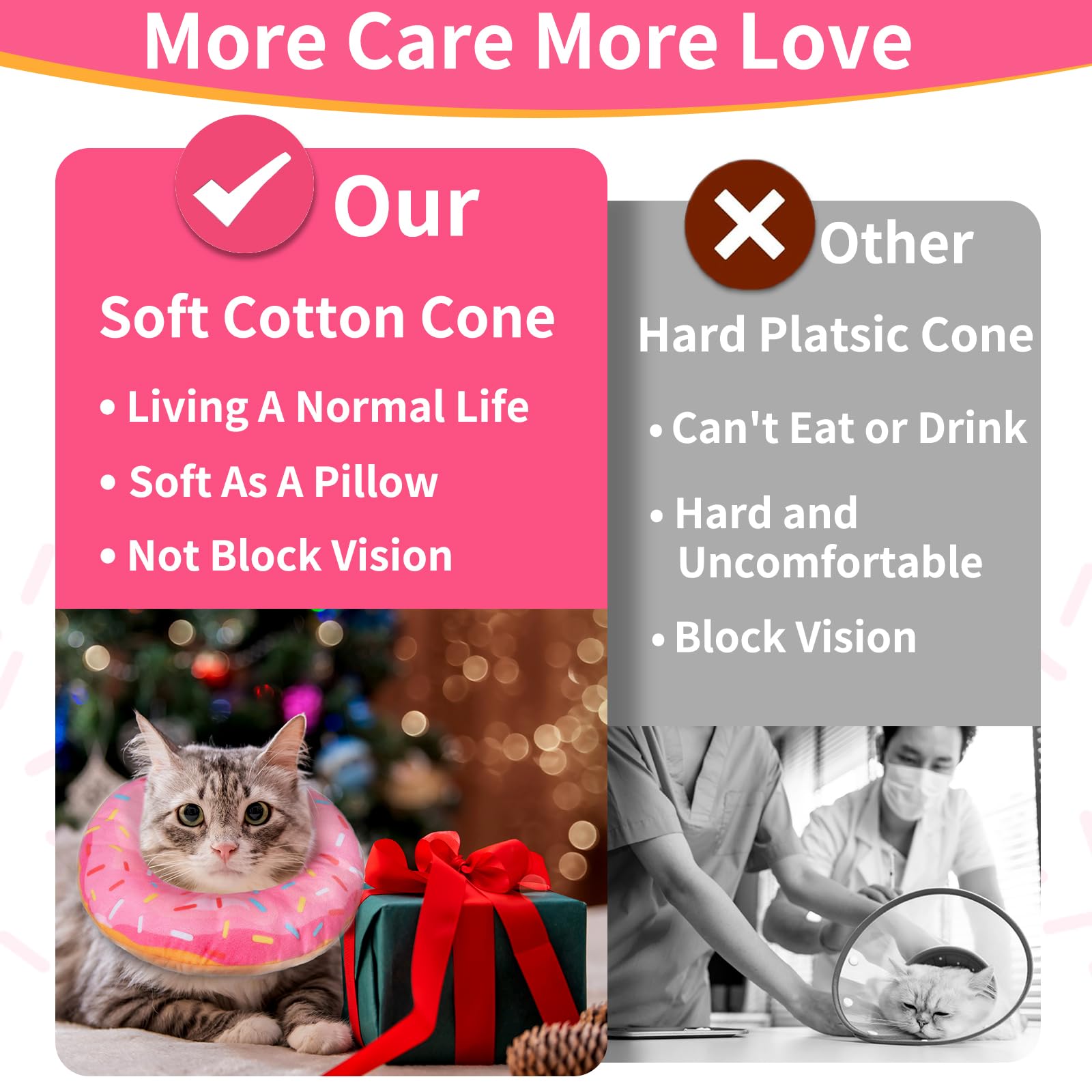 Hpetppy easy-clean donut collar wash highlights machine-washable cotton construction.