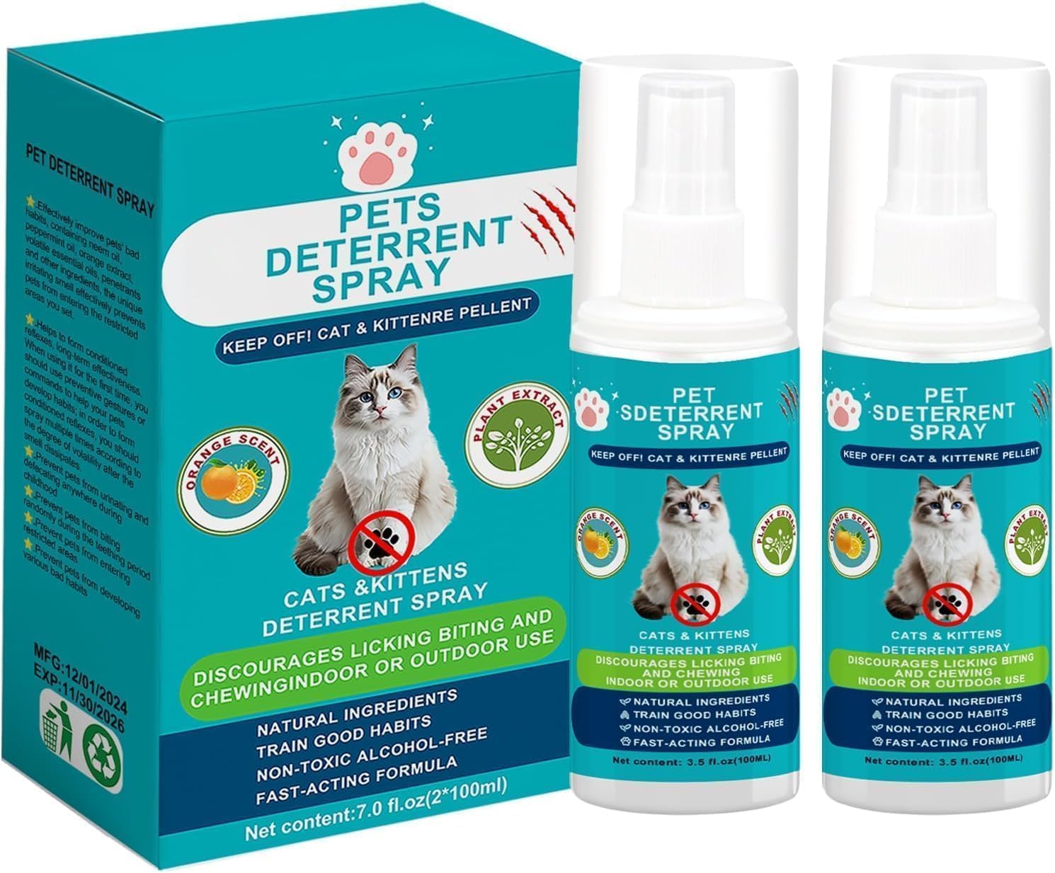 Hply Tea Cat Deterrent Spray bottle protects furniture from cat scratches.
