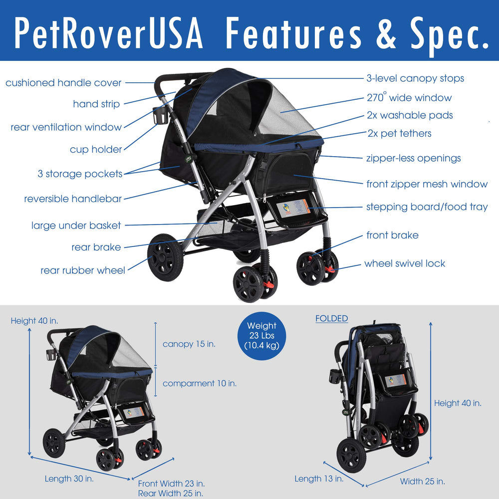 HPZ Pet Rover breathable mesh top keeps pets comfy in sun and breeze.