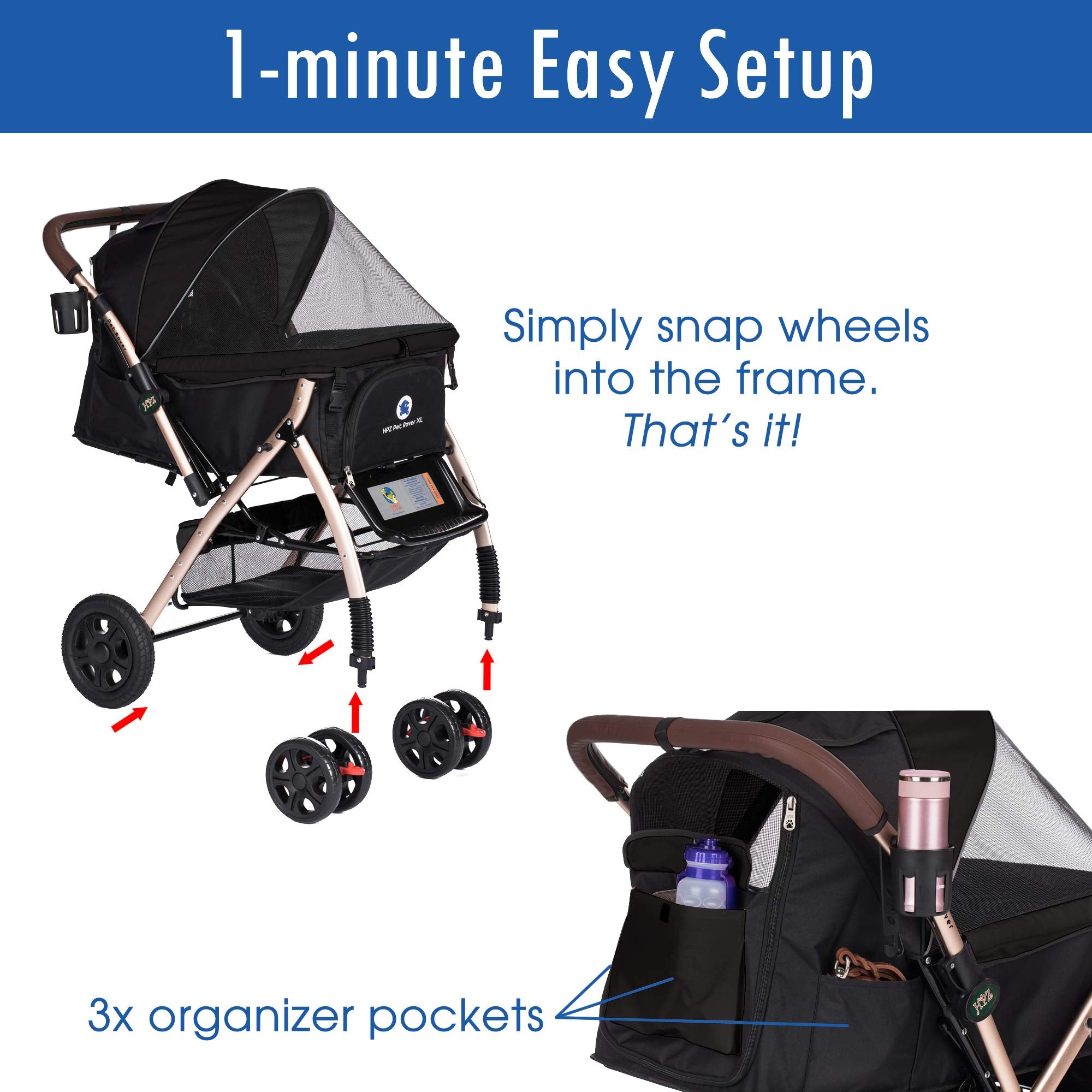 HPZ Pet Rover quick-fold design saves time during setup.