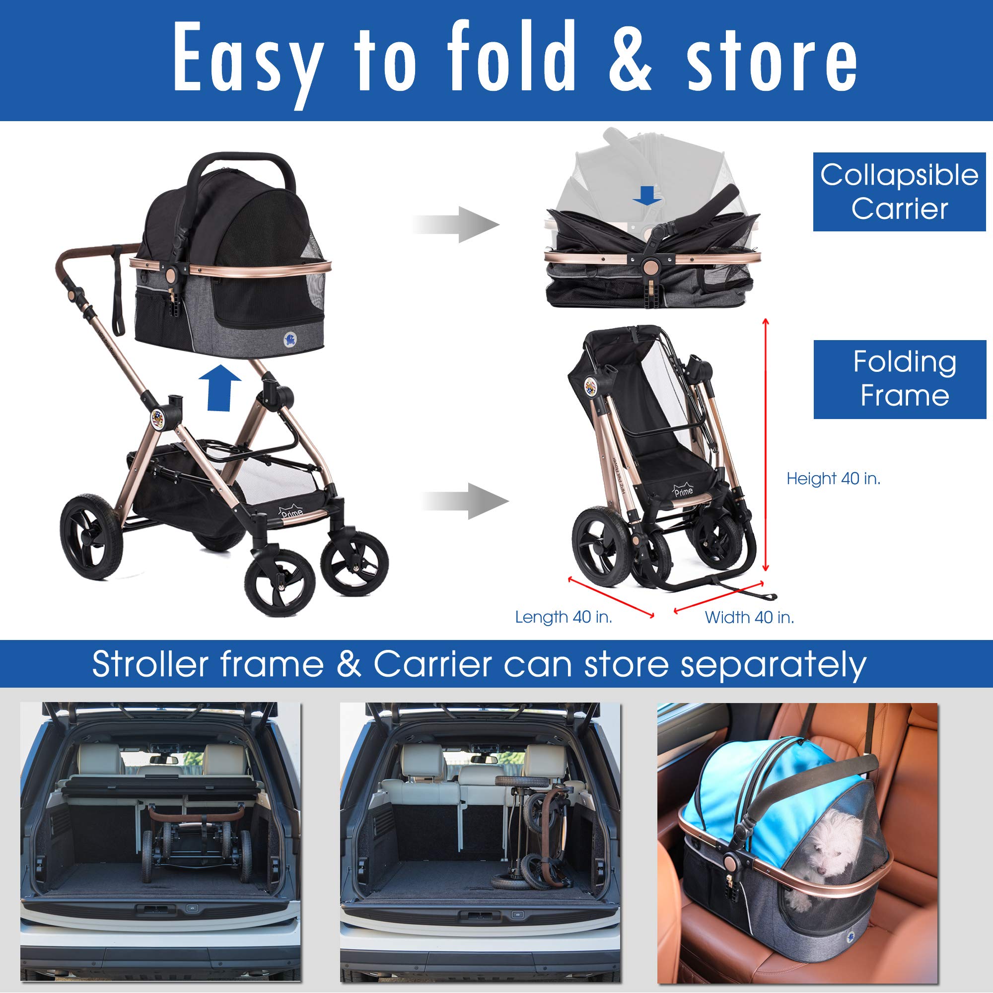 HPZ Pet Rover Prime interior carrier fabric and pad for easy cleaning.