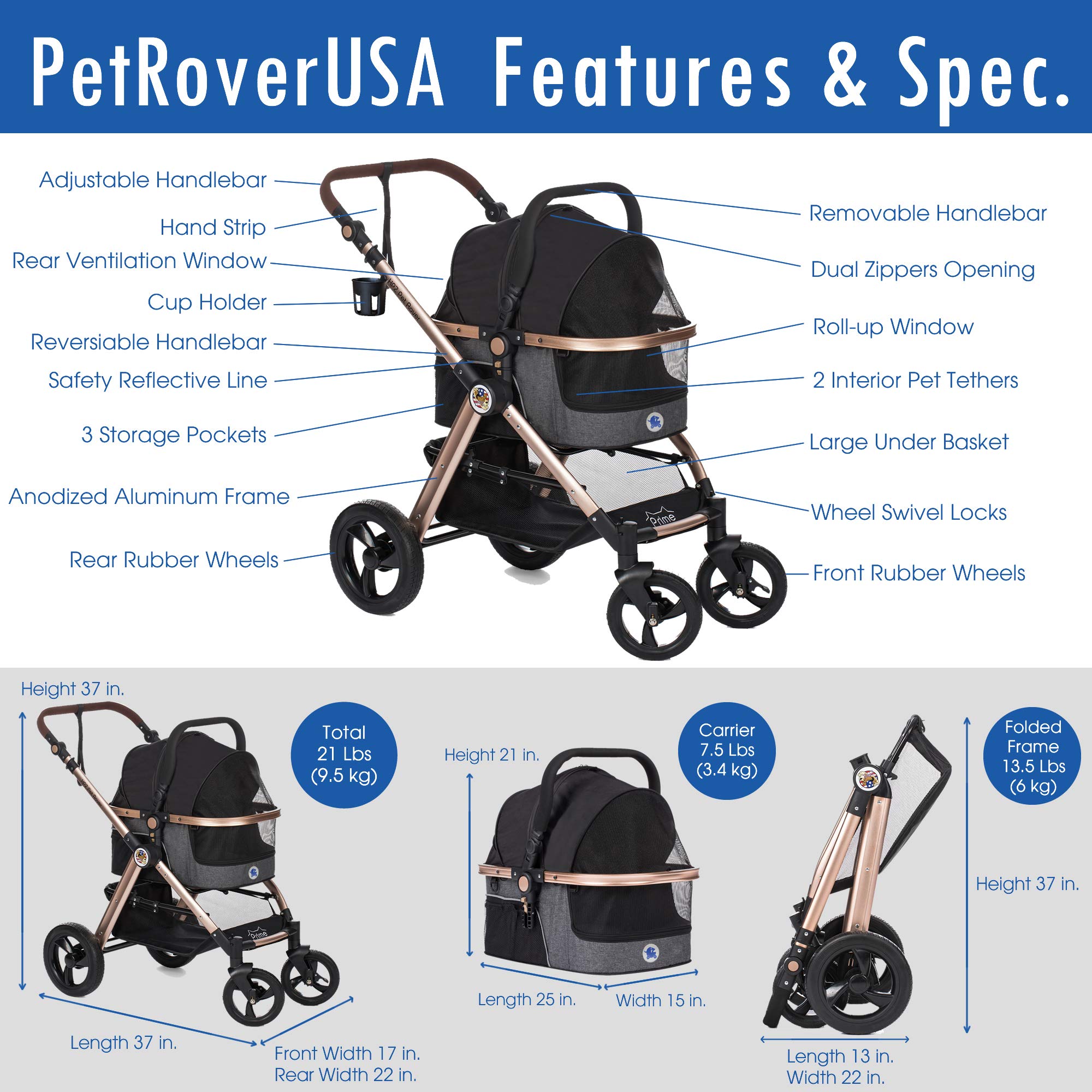 HPZ Pet Rover Prime quick-fold setup shows easy 5-minute assembly.