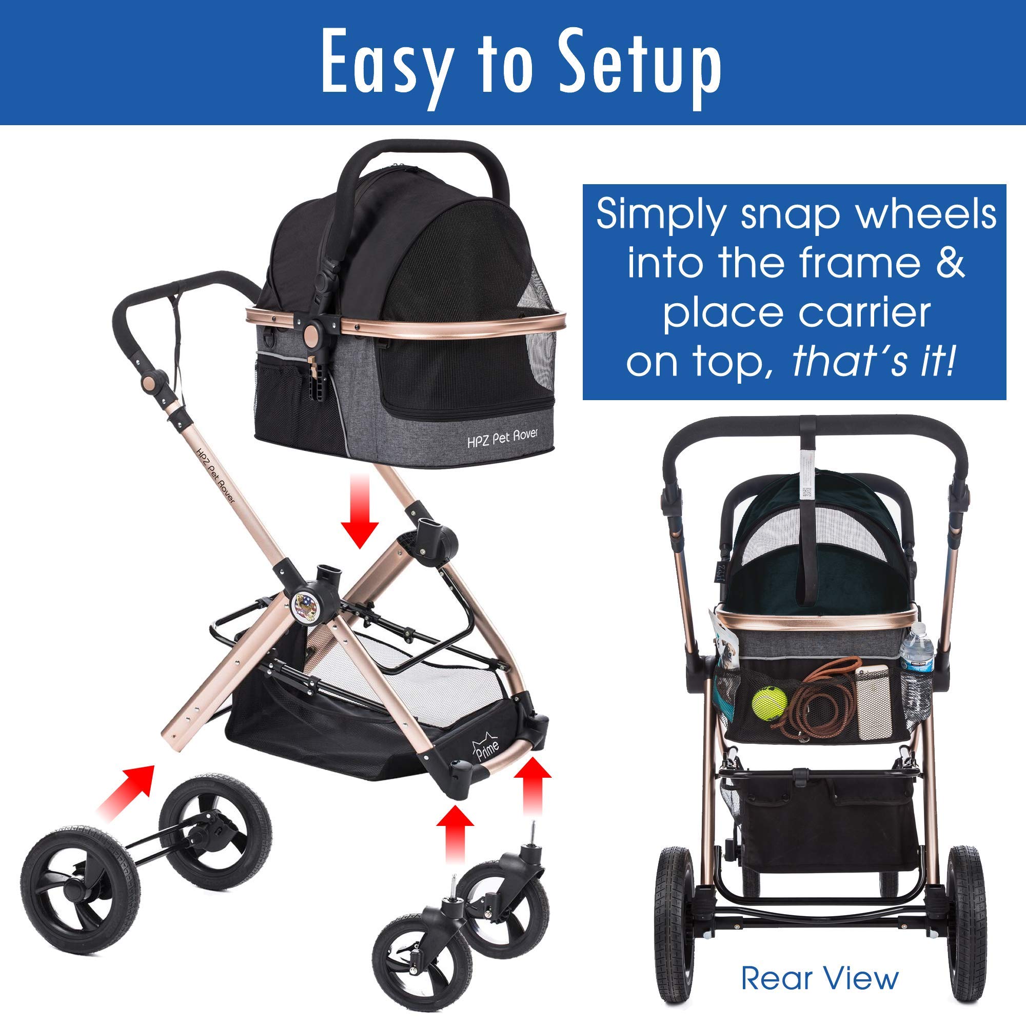 HPZ Pet Rover Prime rear-view with brakes for secure stopping.