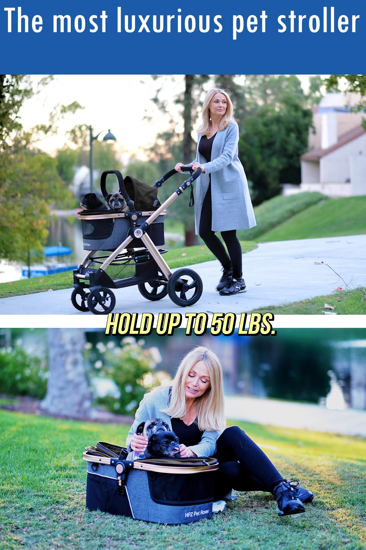 HPZ Pet Rover Prime large under-basket storage for essentials on trips.