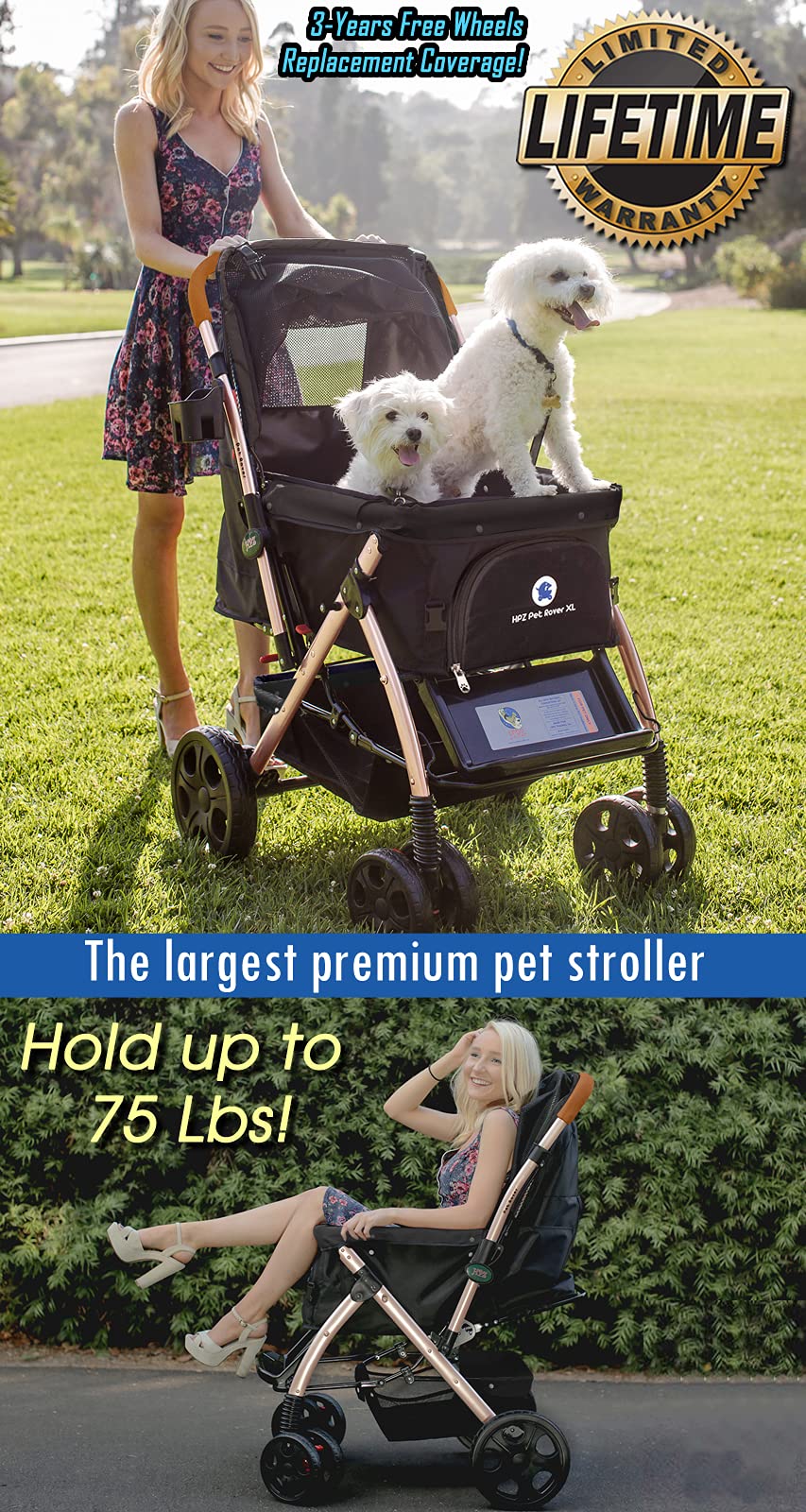 HPZ Pet Rover reversible handlebar offers flexible control for caregivers.