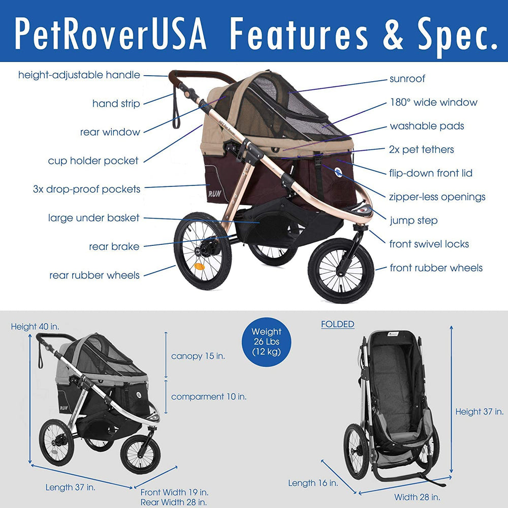 HPZ Pet Rover Run large under-basket and pockets keep essentials handy