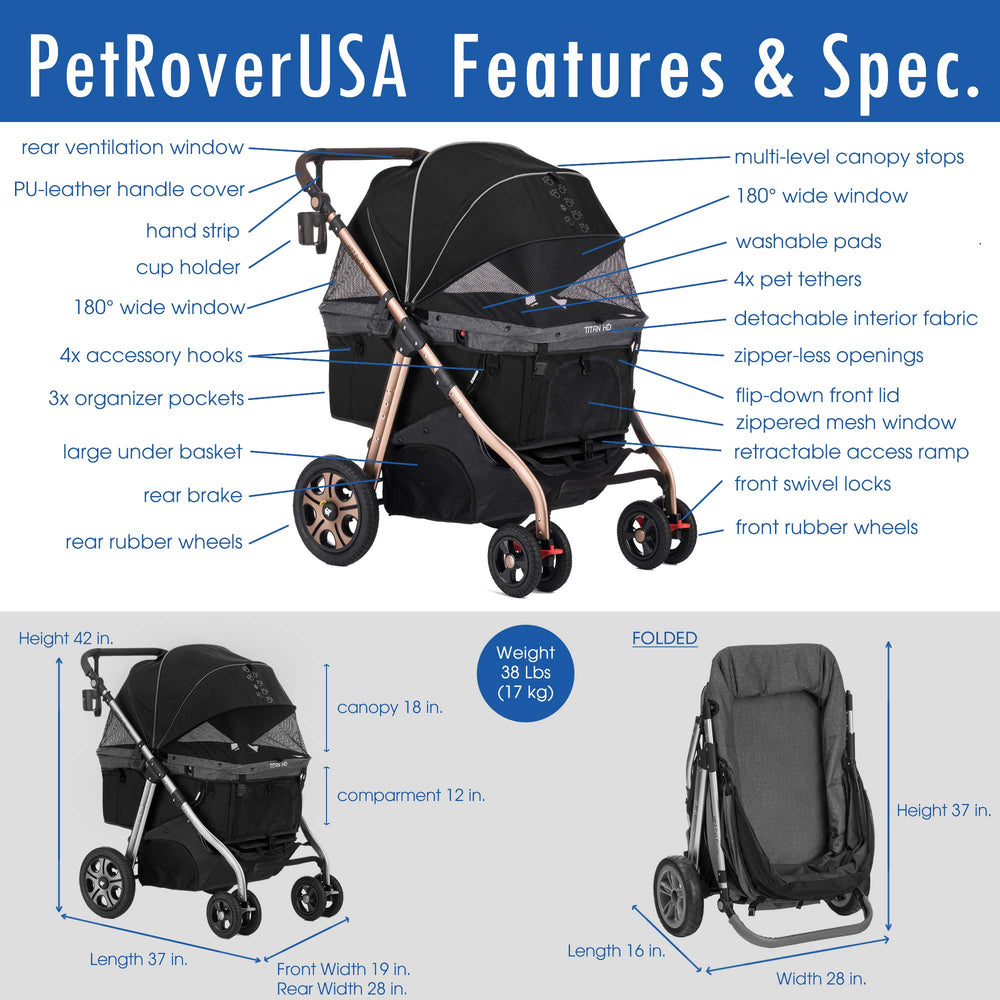 HPZ Pet Rover Titan-HD interior compartment highlighting roomy space for multiple pets