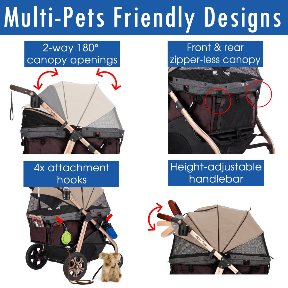 HPZ Pet Rover Titan-HD aluminum frame stays lightweight yet durable in a gold tone.