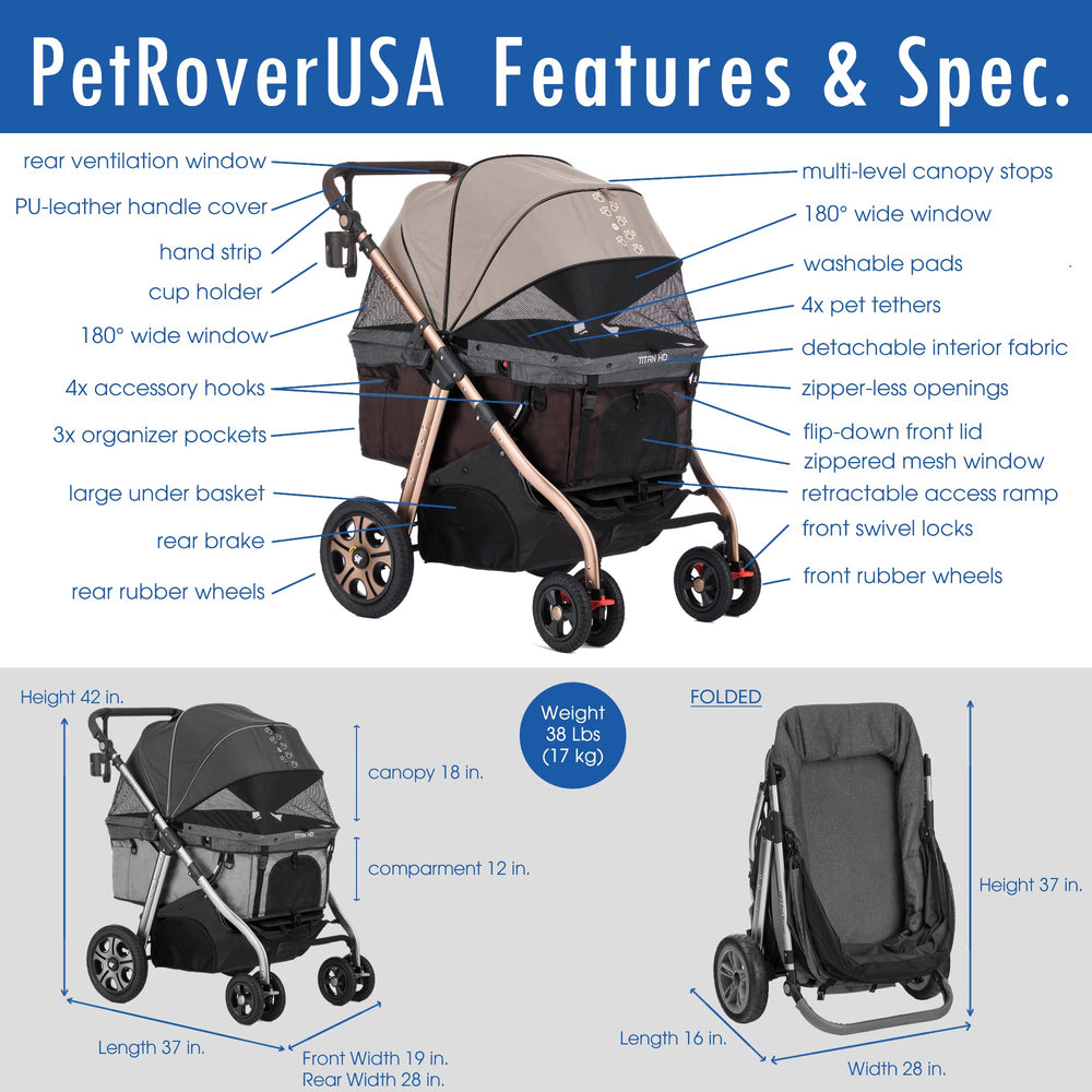 HPZ Pet Rover Titan-HD side compartment demonstrates spacious area for multiple pets on adventures.