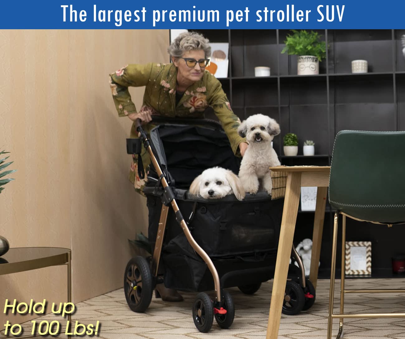 HPZ Pet Rover Titan-HD storage pockets and cup holder help organize essentials.