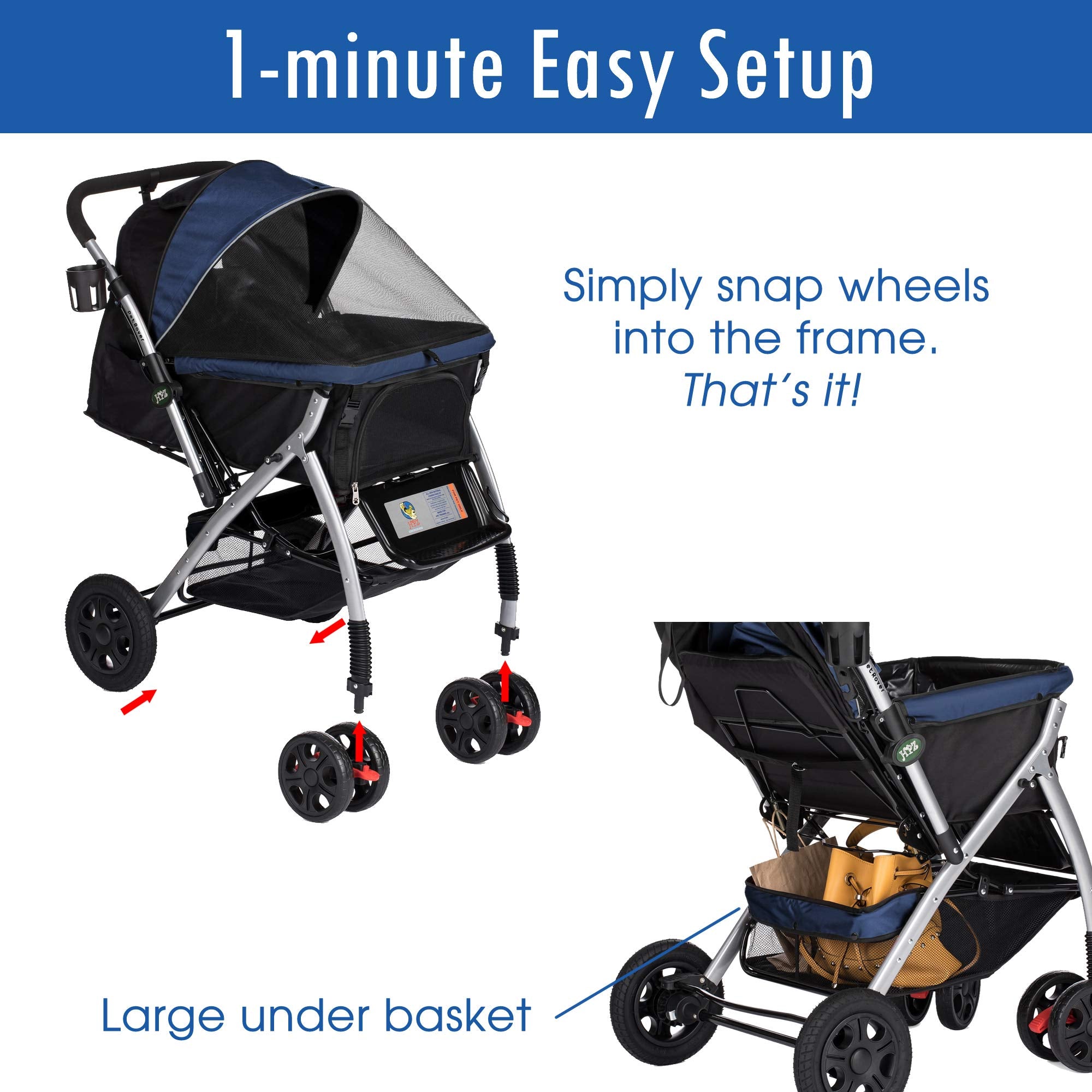 HPZ Pet Rover two-side storage and bottle holder simplify outings with pets.
