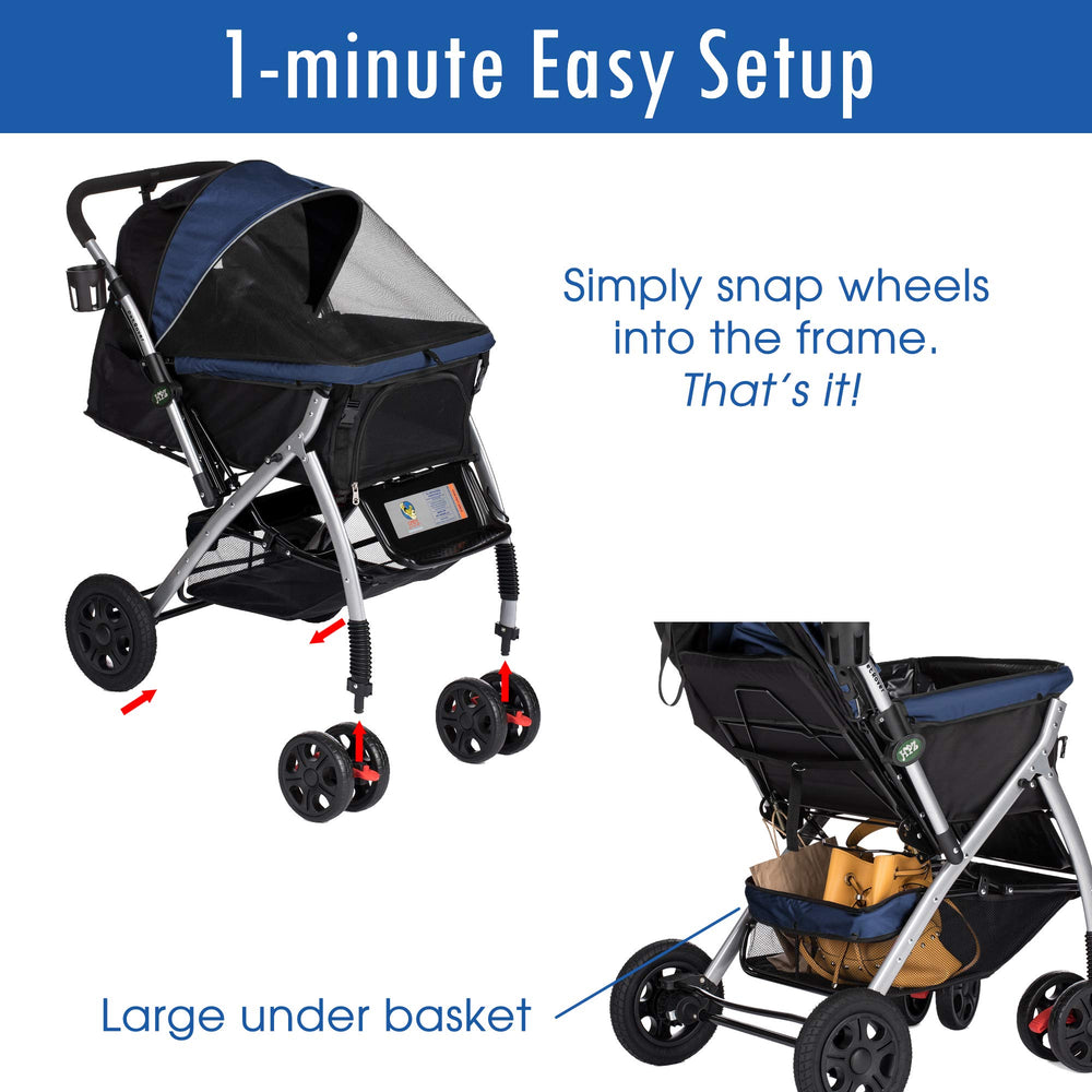 HPZ Pet Rover two-side storage and bottle holder simplify outings with pets.