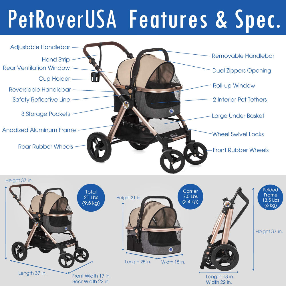 HPZ Pet Rover Prime top canopy and mesh windows for ventilation