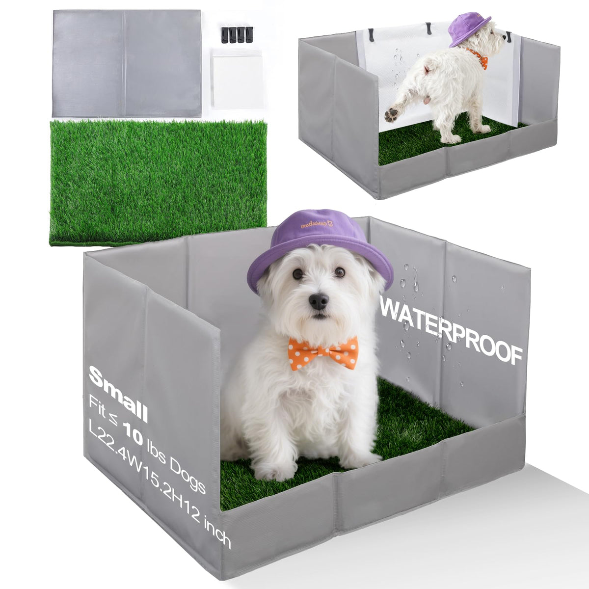 HQ4US 4LEGS dog grass pad foldable tray for easy indoor potty trips