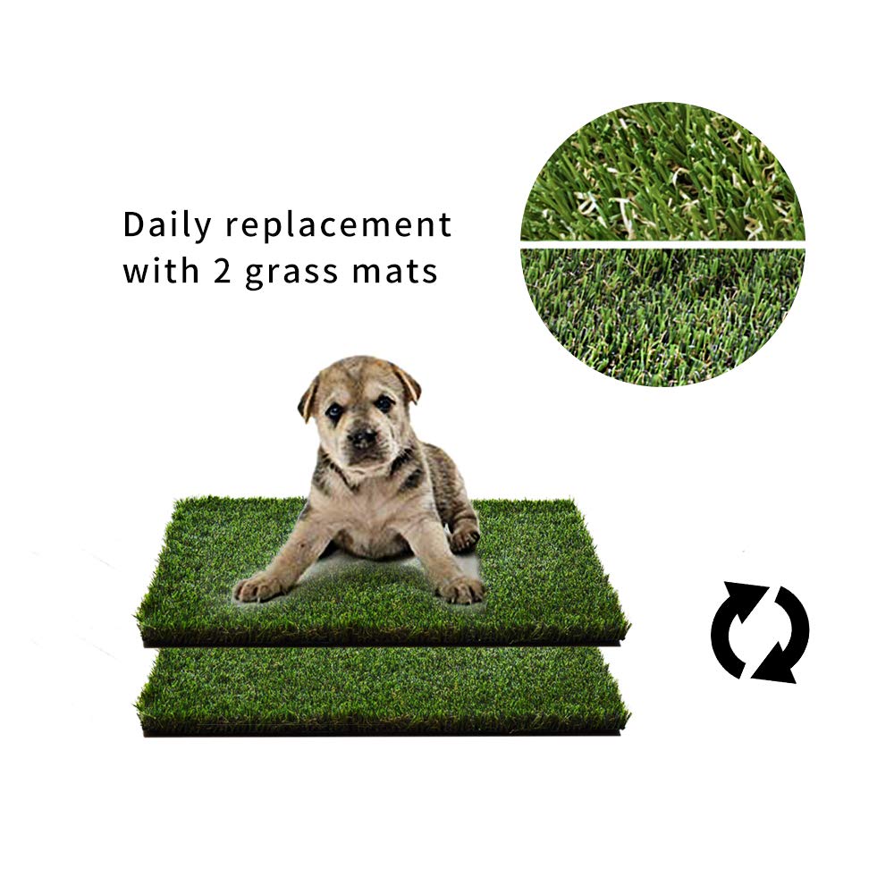 HQ4US 4LEGS dog litter box small close-up shows realistic turf.